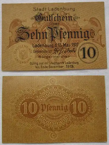 10 Pfennig Banknote Notgeld Stadt Ladenburg 1. Mai 1917 (164669)