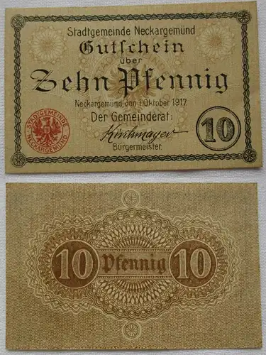 10 Pfennig Banknote Notgeld Stadt Neckargemünd 1.10.1917 (164670)