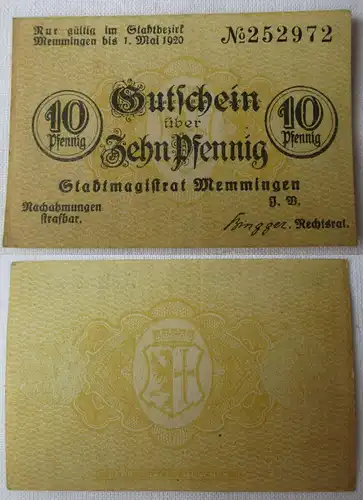 10 Pfennig Banknote Notgeld Stadt Memmingen o.D.-1.5.1920 (164676)