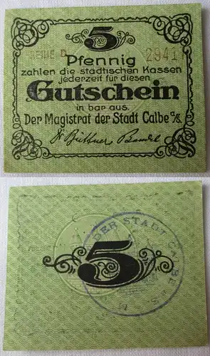 5 Pfennig Banknote Notgeld Stadt Calbe an der Saale o.D. (164693)