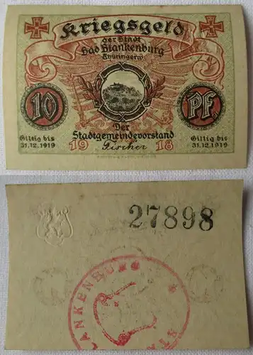 10 Pfennig Banknote Notgeld Stadt Bad Blankenburg 1918 (164969)
