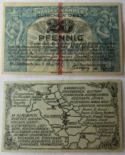 20 Pfennig Banknote Notgeld Handelskammer M.Gladbach 1.Mai 1917 (164705)