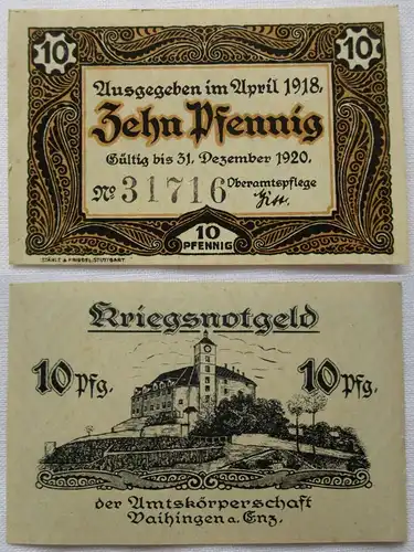 10 Pfennig Banknote Notgeld Vaihingen a.Enz April 1918 (164722)