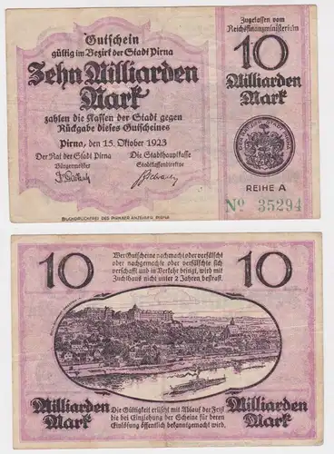 10 Milliarden Banknote Amtshauptmannschaft Pirna 15.10.1923 (112877)