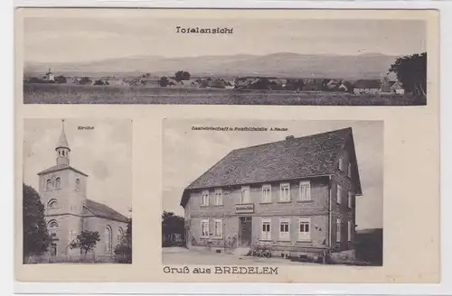 14076 Mehrbild Ak Gruß aus Bredelem Kirche, Gastwirtschaft usw. 1929