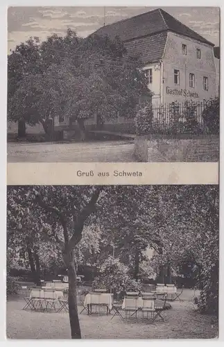 902028 Mehrbild Ak Gruß aus Schweta bei Mügeln Gasthof mit Garten 1927