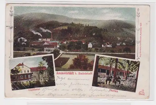 902885 Mehrbild Ak Ammelstädt bei Rudolstadt Gasthaus mit Garten 1909