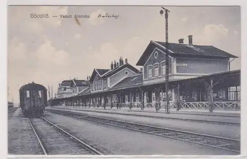67967 Ak Gödöllő in Ungarn Vasuti allomas Bahnhof 1927