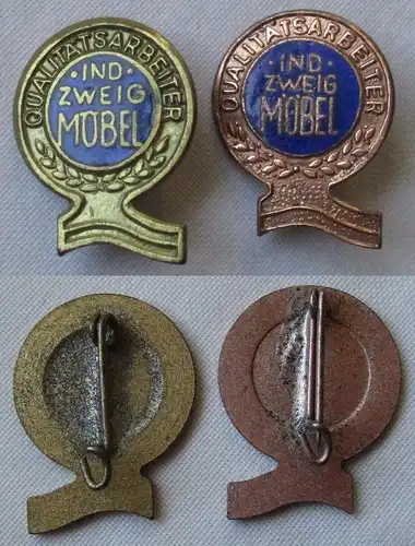 Abzeichen DDR Qualitätsarbeiter Industrie Zweig Möbel Stufe Bronze+Gold (161627)