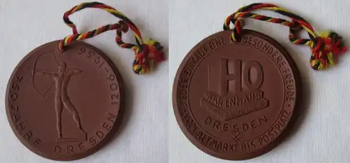seltene DDR Porzellan Medaille Dresden HO Warenhaus 750 Jahrfeier 1956 (161730)