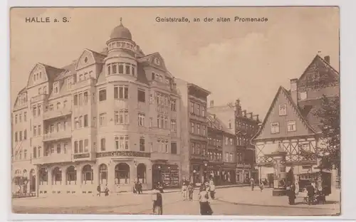 43525 Ak Halle an der Saale Geiststraße an der alten Promenade 1918
