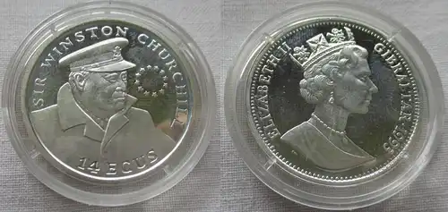 14 Ecus Silber Münze Gibraltar 1993 Sir Winston Churchill (152125)