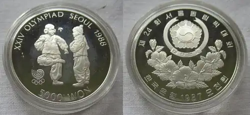 5000 Won Silber Münze Korea Olympiade 1988 Seoul 1987 (154805)