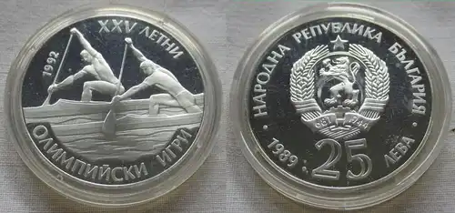100 Lewa Silber Münze Bulgarien Olympia 1992 Kanuten 1989 PP (150409)