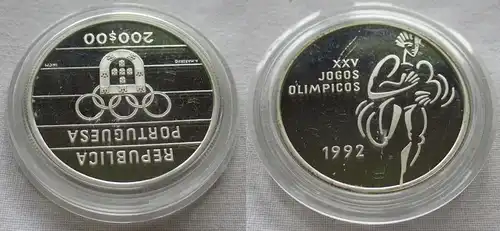 200 Escudos Silber Münze Portugal 1992 Olympiade Barcelona Läufer (157647)