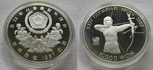 10000 Won Silber Münze Korea Olympiade 1988 Seoul 1987 (150476)