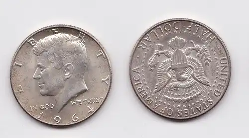 1/2 Dollar Silber Münze USA 1964 vz (155739)