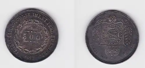 500 Reis Silber Münze Brasilien Pedro II. 1857 (154916)