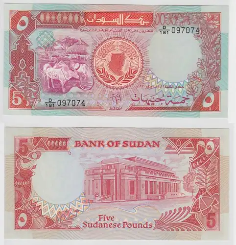 5 Pfund Banknote Sudan (1985) bankfrisch UNC (121793)