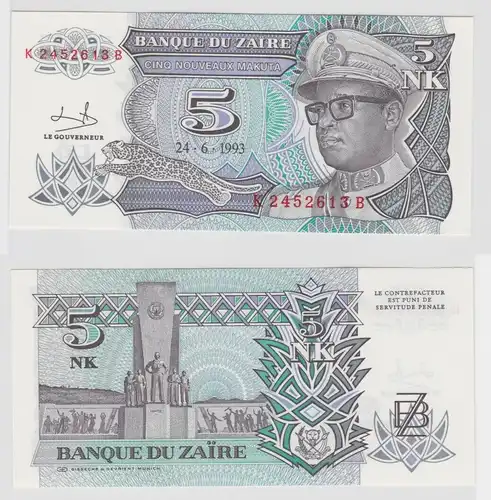 1 Nouveaux Makuta Banknote Zaire Zaïre 24.6.1993 bankfrisch UNC (126708)