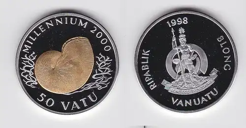 50 Vatu Silber Münze Vanuatu Millennium 2000 PP 1998 RAR (134879)