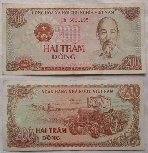 200 Dong Banknote Vietnam 1987 gebrauchte Erhaltung (115409)