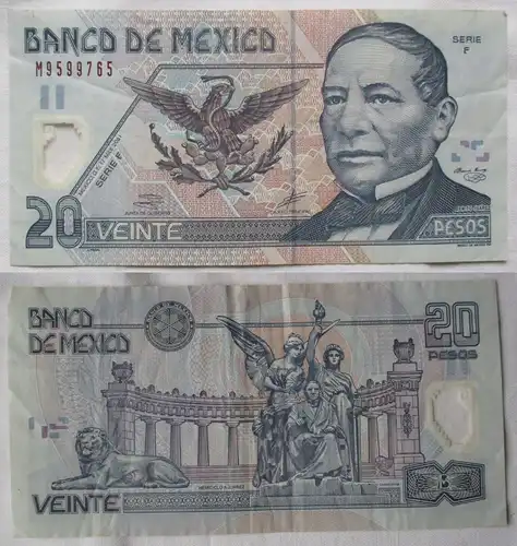 20 Pesos Banknoten Mexiko (2001) Pick 116 Serie F (114576)