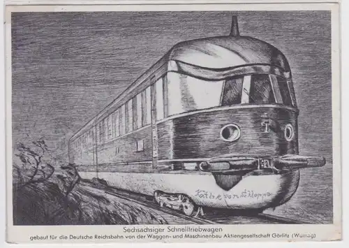 93201 Künstler Ak sechsachsiger Schnelltriebwagen Deutsche Reichsbahn (Wumag)