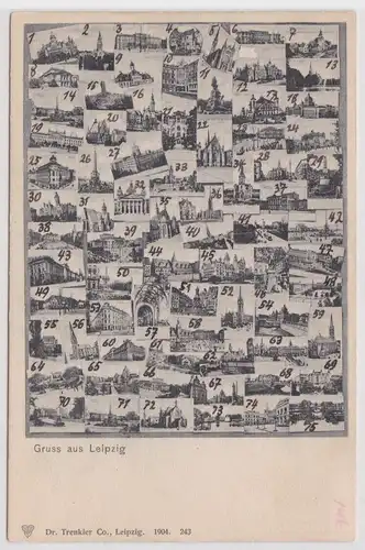 93658 Mehrbild Ak Gruss aus Leipzig - 75 Sehenswürdigkeiten der Stadt um 1900