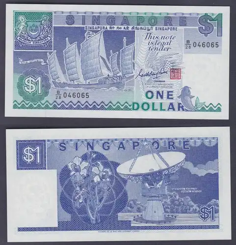 1 Dollar Banknote Singapur o. Jahr (1987) Serie D Pick 18 UNC (159050)