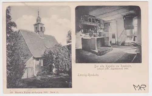 66558 Mehrbild Ak Leipzig-Reudnitz - Die alte Kapelle von Innen & außen um 1900