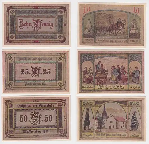 3 Banknoten Notgeld Gemeinde Wasserleben 1921 (162392)