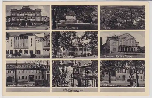 32362 Mehrbild Ak Weimar - Museum, Goethes Gartenhaus, Schloss Belvedere usw.