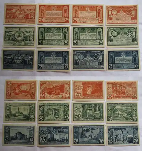 12 Banknoten Notgeld Stadt Leopoldshall Bergbauserien 1 bis 4 25.7.1921 (162533)