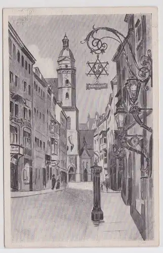 46033 Künstler AK Alt-Leipzig - Blick in die Burgstraße um 1910
