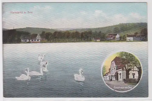 90587 Mehrbild AK Hainspitz am See - Gasthaus am See um 1915