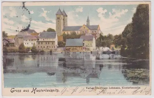 90898 Ak Gruss aus Klosterlausnitz - Blick auf Klosterkirche 1908