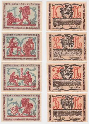 4 Banknoten Notgeld Großbreitenbach Kleinkunstindustrie Tesselt (1921) (162404)