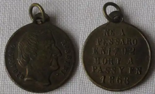 seltener Messing Medaille Giachomo Rossini Pessaro 1792-1868 (139032)