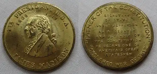 seltener Messing Token Medaille President James Madison (161874)