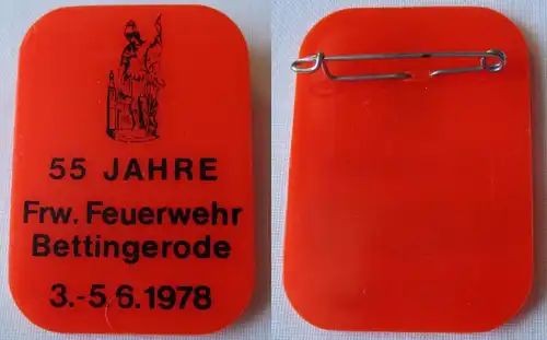 DDR Kunststoff Abzeichen 55 Jahre Frw. Feuerwehr Bettingerode 1978 (146718)