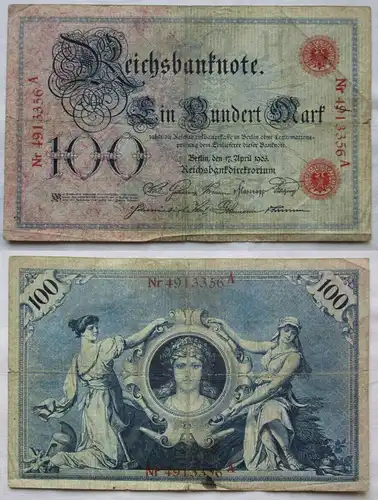 100 Mark Reichsbanknote Deutsches Reich 17.April 1903 (160474)