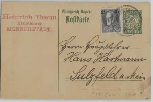 99295 Ganzsachen Postkarte P98 I/03 Königreich Bayern 7 1/2 Pfennig 1919