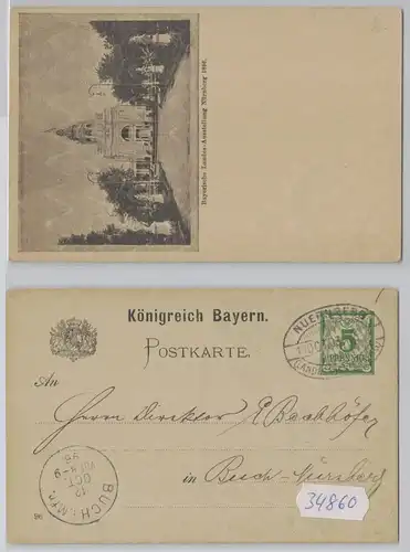 34860 Ganzsachen Ak Bayrischen Landesausstellung Nürnberg 1896