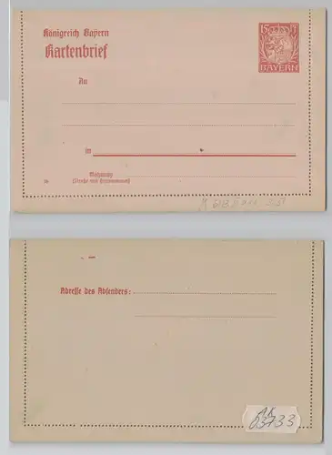 03733 Ganzsachen Kartenbrief K6/03 Bayern 15 Pfennig 1919