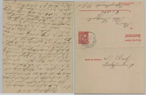 98592 Ganzsachen Kartenbrief K6/02 Bayern 15 Pfennig 1918 Aschaffenburg