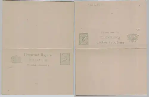 20400 GS Postkarte mit Antwort P52/01 Bayern 2 Pfennig um 1900