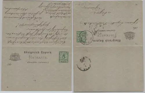 900182 GS Postkarte mit Antwort P40/01 Bayern 5 Pfennig 1890 Weidenberg