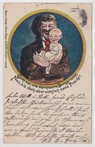 04075 Künstler Ak Bruno Bürger Leipzig No. 6578 Motiv Mann mit Kind 1903