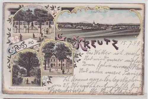 904260 Ak Lithographie Gruß aus Gr.Kreutz Rittergut, Postamt usw. 1899